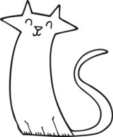 hand drawn black and white cartoon cat png