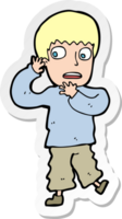 sticker of a cartoon frightened boy png