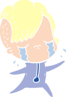 niña llorando de dibujos animados de estilo de color plano con ropa espacial png