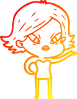 warm gradient line drawing of a cartoon stressed woman png