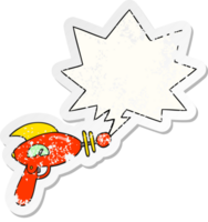 cartoon ray gun with speech bubble distressed distressed old sticker png