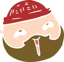 cara masculina de dibujos animados de estilo de color plano con barba png