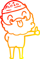 warm gradient line drawing of a man with beard sticking out tongue png