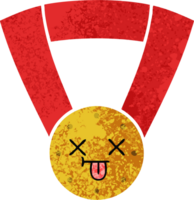 retro Illustration Stil Karikatur von ein Gold Medaille png