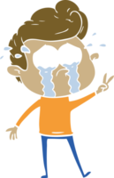 flat color style cartoon crying man png