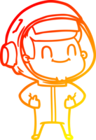 warm gradient line drawing of a happy cartoon astronaut png
