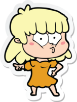 sticker of a cartoon whistling girl png