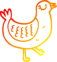 warm gradient line drawing of a cartoon bird png