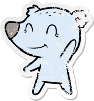 distressed sticker of a friendly bear cartoon png