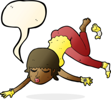 cartoon woman floating with speech bubble png