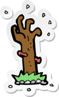 sticker of a cartoon zombie rising from grave png