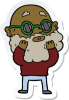 sticker of a cartoon curious man with beard and sunglasses png