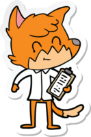 autocollant d'un gestionnaire de renard amical de dessin animé png