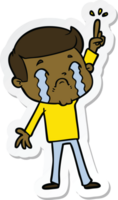 sticker of a cartoon man crying png