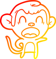 warm gradient line drawing of a shouting cartoon monkey png