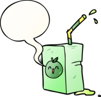 cartoon apple juice box with speech bubble in smooth gradient style png