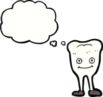 cartoon happy tooth with thought bubble png