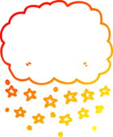 warm gradient line drawing of a cartoon rain cloud png