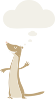 cartoon weasel with thought bubble in retro style png