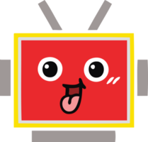 flat color retro cartoon of a robot head png