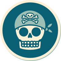 pegatina de tatuaje al estilo tradicional de una calavera pirata png