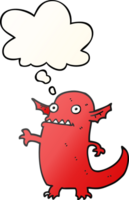 cartoon halloween monster with thought bubble in smooth gradient style png