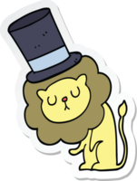 sticker of a cute cartoon lion wearing top hat png