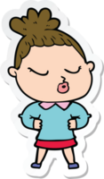 sticker of a cartoon calm woman png