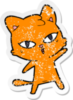 vinheta angustiada de um gato de desenho animado png