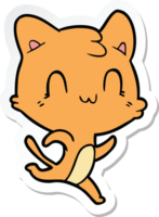 sticker of a cartoon happy cat png