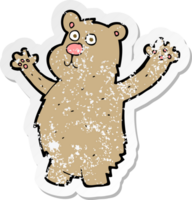 adesivo retrô angustiado de um urso engraçado de desenho animado png