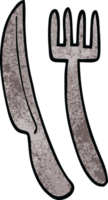 tecknad doodle kniv och gaffel png