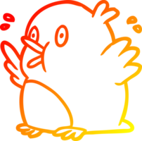 warm helling lijn tekening van een over- opgewonden Robin png