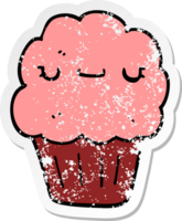 distressed sticker of a cartoon muffin png