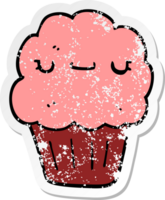 pegatina angustiada de un muffin de dibujos animados png