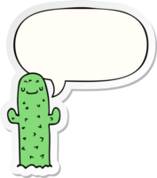 dessin animé cactus avec discours bulle autocollant png