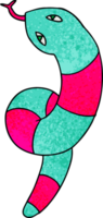 hand drawn textured cartoon of a long snake png
