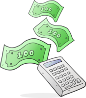 hand drawn cartoon calculator counting money png