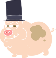 flat color illustration of rich pig png