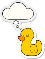 cartoon duck with thought bubble as a printed sticker png