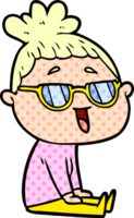 cartoon happy woman wearing spectacles png