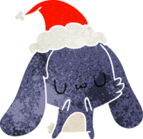 main tiré Noël rétro dessin animé de kawaii lapin png