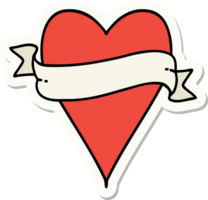 sticker of tattoo in traditional style of a heart and banner png