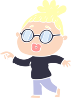 flat color style cartoon woman wearing spectacles png