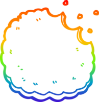 rainbow gradient line drawing of a cartoon biscuit png