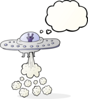 hand drawn thought bubble cartoon flying saucer png