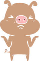 flat color style cartoon angry pig png