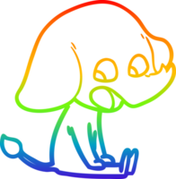 rainbow gradient line drawing of a cute cartoon elephant png