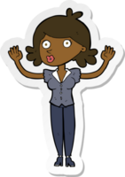 sticker of a cartoon woman surrendering png