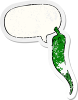 cartoon chili pepper with speech bubble distressed distressed old sticker png